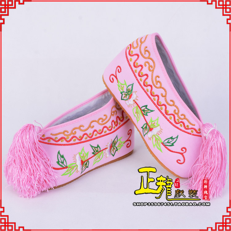 高州花旦鞋女绣花彩鞋 舒适款草花内高彩鞋