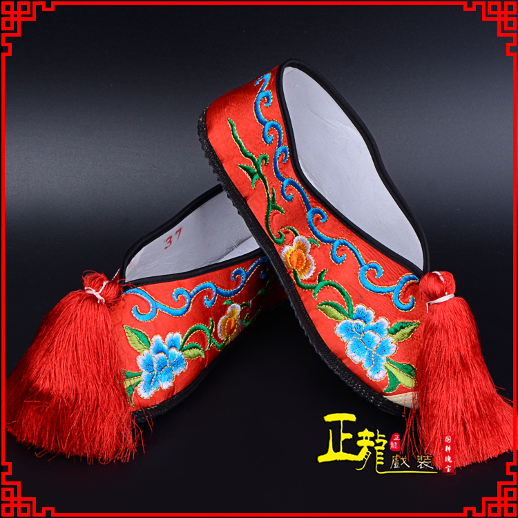 高州京剧越剧戏曲彩鞋花旦绣花 普平底彩鞋